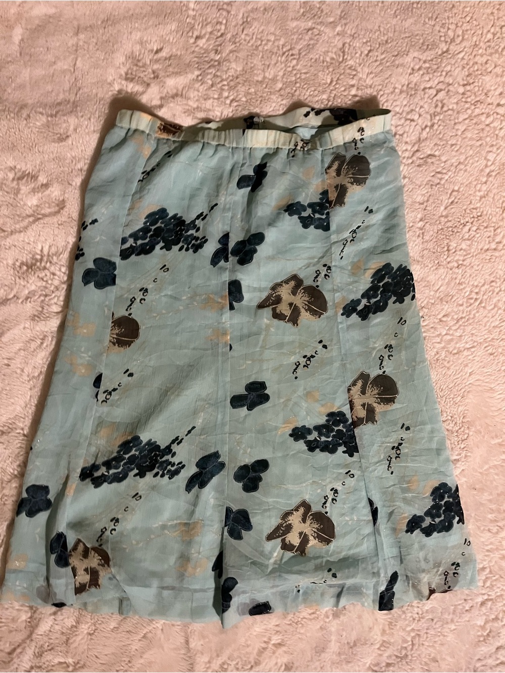 Light Blue Floral A-Line Women's Skirt